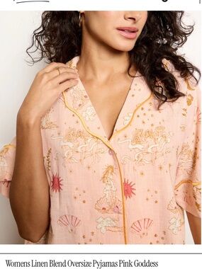 Their Nibs Womens Linen Blend Oversize Pyjamas Pink Goddess